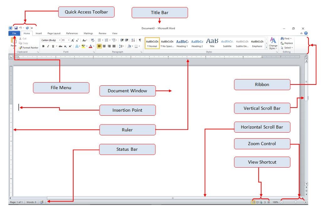 Microsoft Word 2007 And 2010 Parts And Controls Office Tutorial
