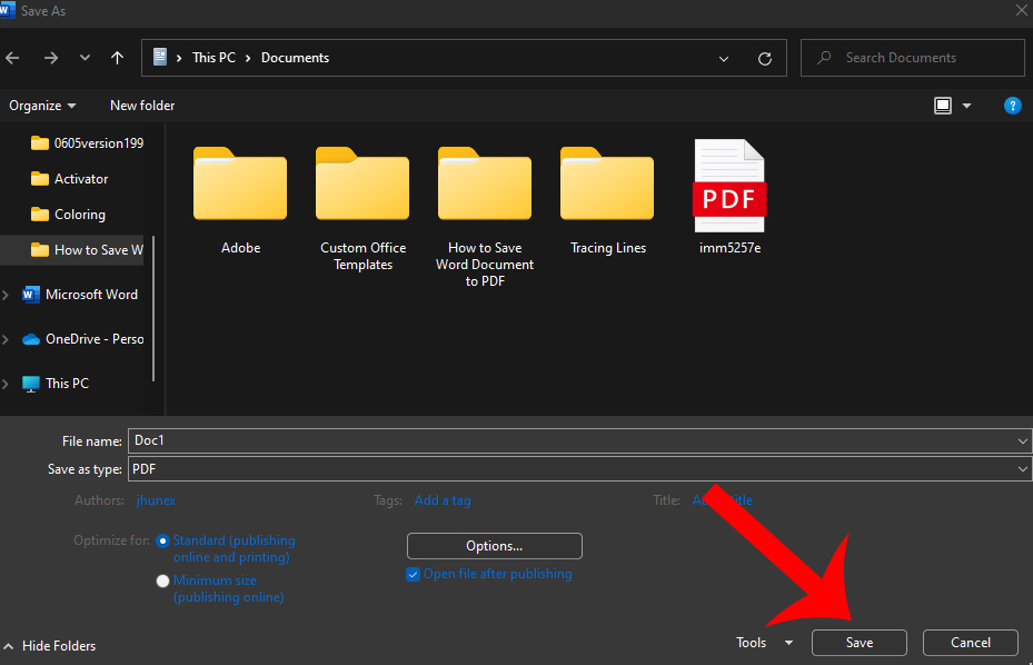 How to Save Word Document to PDF Step 5
