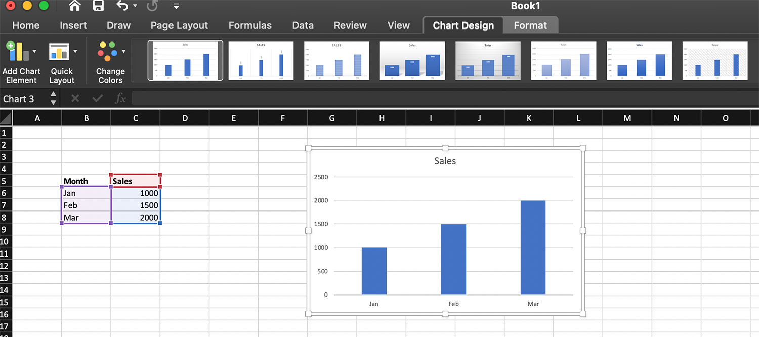 Create Chart in Excel